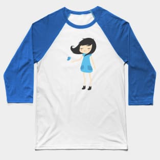 Girl and Butterfly Baseball T-Shirt